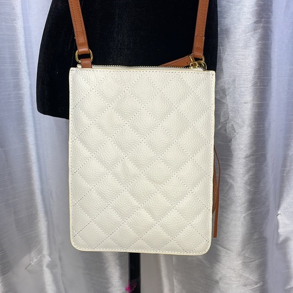 Joy Ivory Leather Quilted Crossbody Purse - Picture 3 of 9